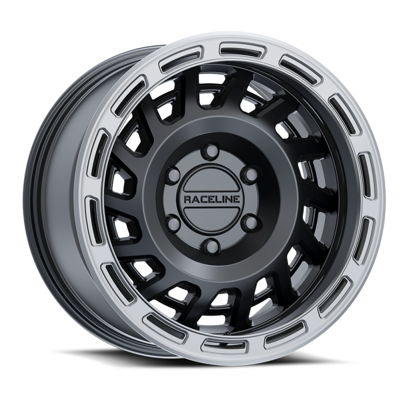 Raceline 957BS Halo 17x8.5in / 5x127 BP / 0mm Offset / 78.1mm Bore - Black & Silver Lip Wheel - 957BS-78550-00