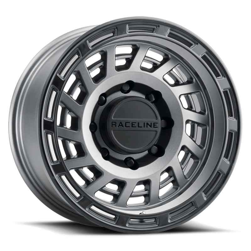Raceline 957GB Halo 17x8.5in / 6x139.7 BP / 0mm Offset / 106.1mm Bore - Gunmetal & Black Lip Wheel - 957GB-78560-00