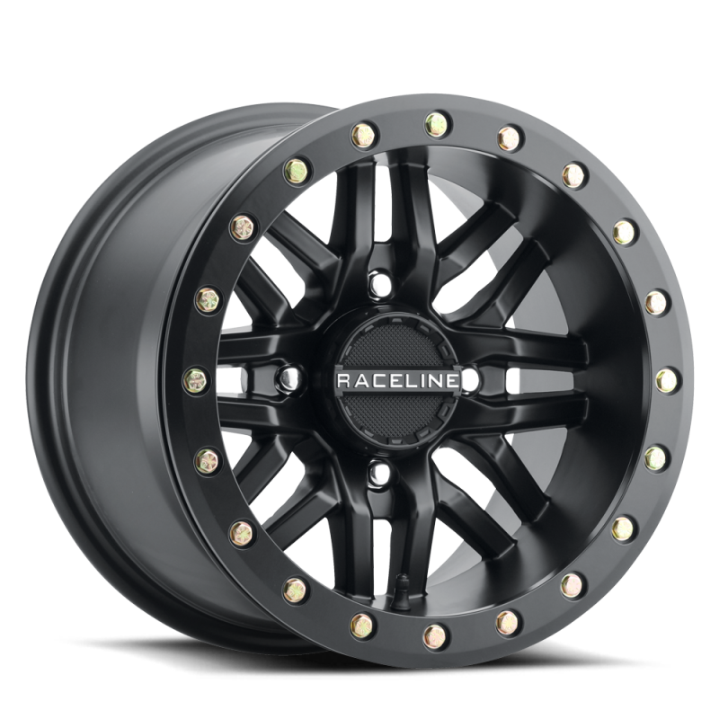 Raceline A91B Ryno 15x10in / 4x137 BP / 0mm Offset / 110.18mm Bore - Satin Black Beadlock Wheel - A91B-51037-55