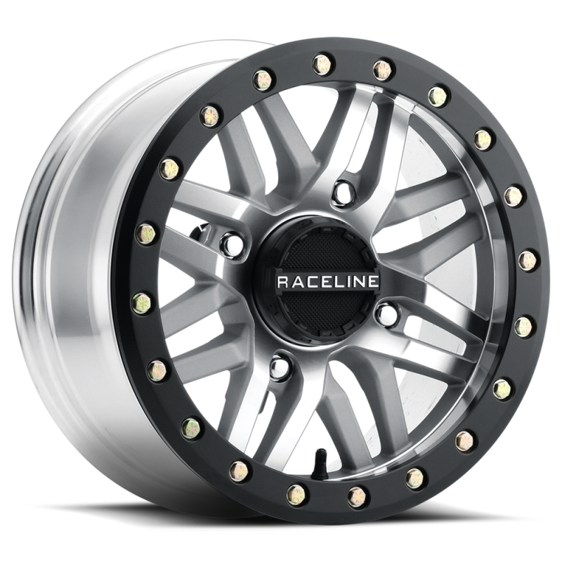 Raceline A91MA Ryno 15x10in/4x137 BP/0mm Offset/110.18mm Bore - Machined & Black Ring Beadlock Wheel - A91MA-51037-00