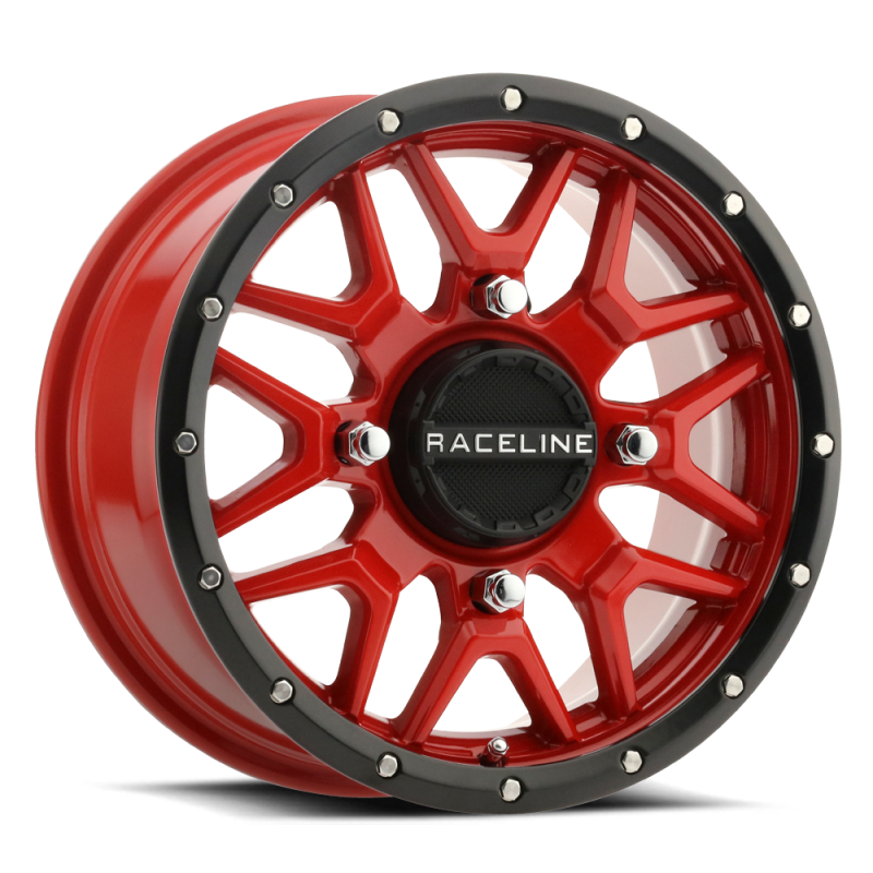 Raceline A94R Krank 15x7in / 4x137 BP / 10mm Offset / 110.18mm Bore - Red & Black Lip Wheel - A94R-57037+10