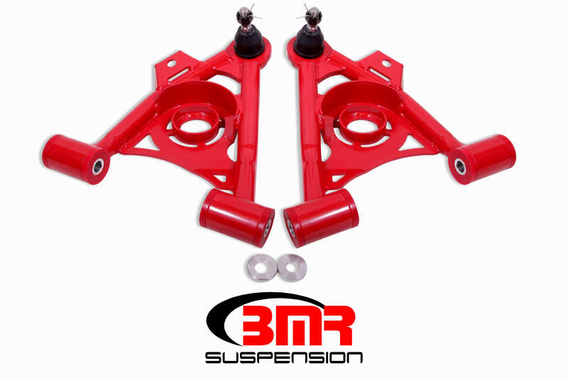 BMR 79-93 Fox Mustang Non-Adj Lower A-Arms Standard Ball Joint Spring Pocket - Red - AA034R