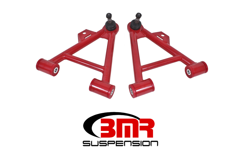 BMR 79-93 Fox Mustang Lower Non-Adj. A-Arms (Coilover Only) w/ Tall Ball Joint (Poly) - Red - AA038R