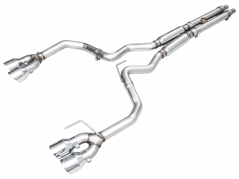 AWE 2024 Ford Mustang Dark Horse S650 RWD Track Edition Catback Exhaust w/ Quad Chrome Silver Tips - 3020-42375