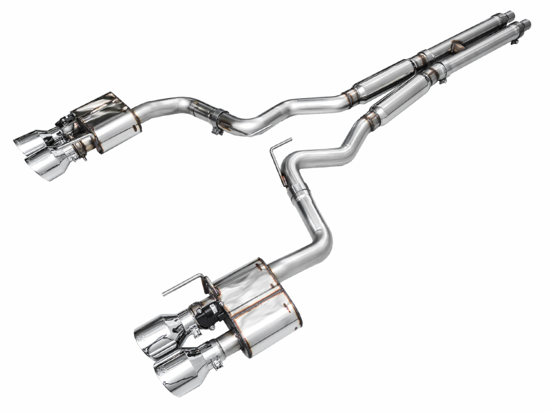 AWE 2024 Ford Mustang Dark Horse S650 RWD SwitchPath Catback Exhaust w/ Quad Chrome Silver Tips - 3025-42375