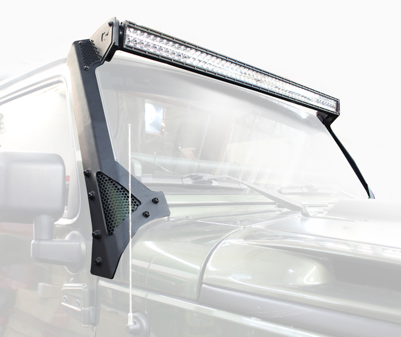 Go Rhino 07-18 Jeep Wrangler JK/JKU (Ex Mjve/392/4xe) Windshield Light Bar Mount Brkt - 50in Sgl Row - 730503T