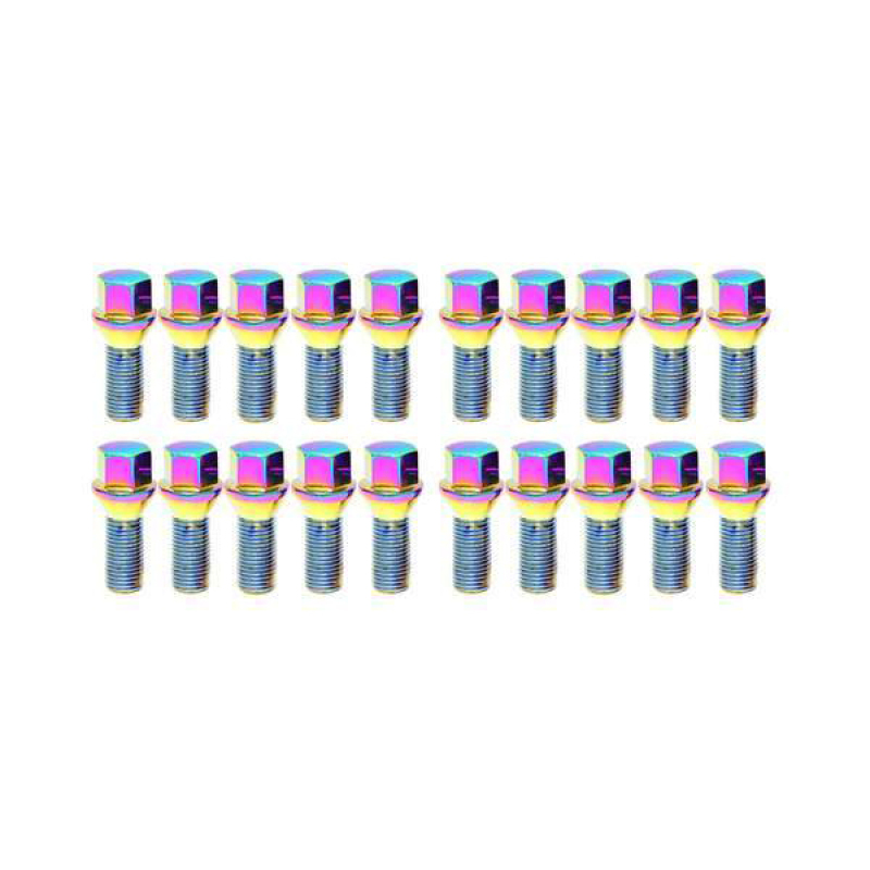 Wheel Mate Mevius Lug Bolt Set of 20 - Neon Chrome 14x1.25 27mm Cone 60 DEG TAP - 40591N