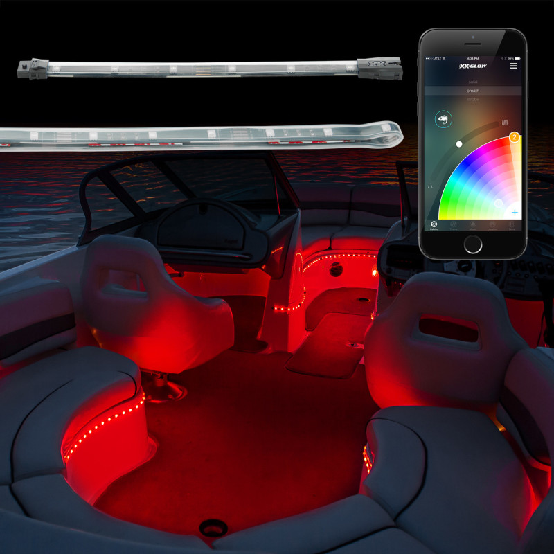 XK Glow Flex Strips Million Color XKCHROME App Controlled Boat Marine Kit 6x36In Strips + 6x10In - XK-BOAT-ADV