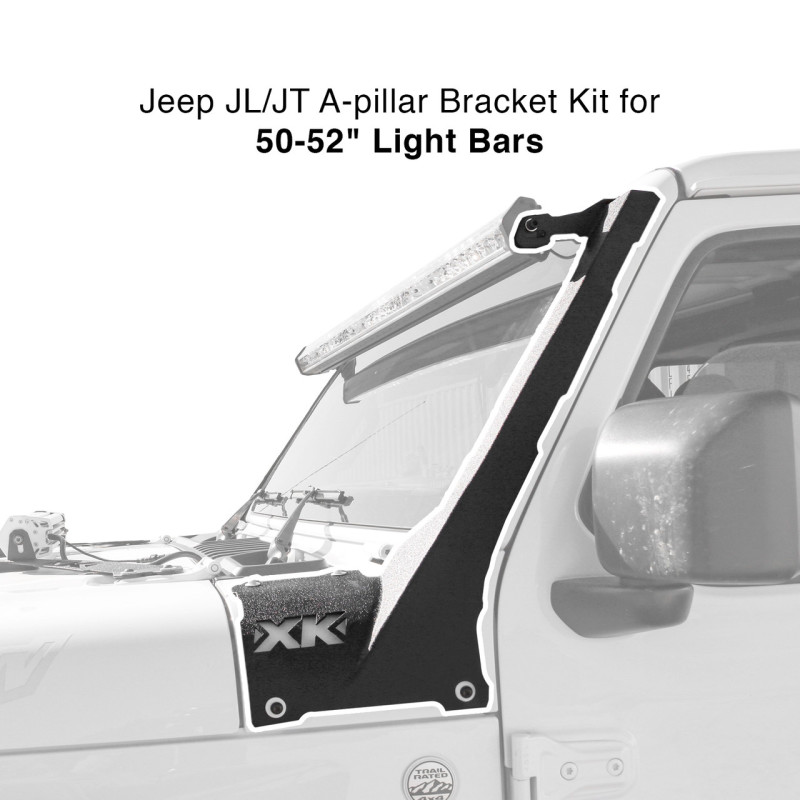 XK Glow Jeep JL JT A-pillar Light Bar Bracket Kit 50-52In - XK-BRC-JL-AP