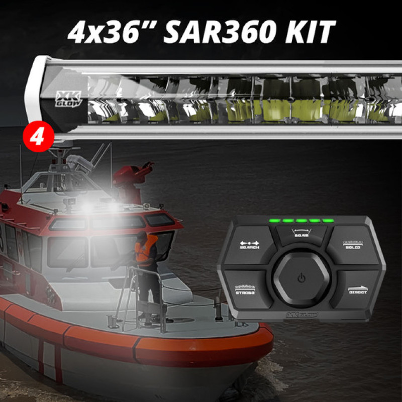 XK Glow SAR360 Light Bar Kit Emergency Search and Rescue Light System White (4) 36In - XK-SAR360-2222W