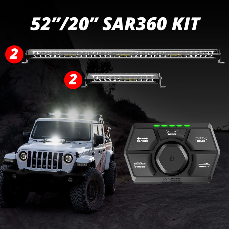 XK Glow SAR360 Light Bar Kit Emergency Search and Rescue Light System (2)52In (2)20In - XK-SAR360-3311