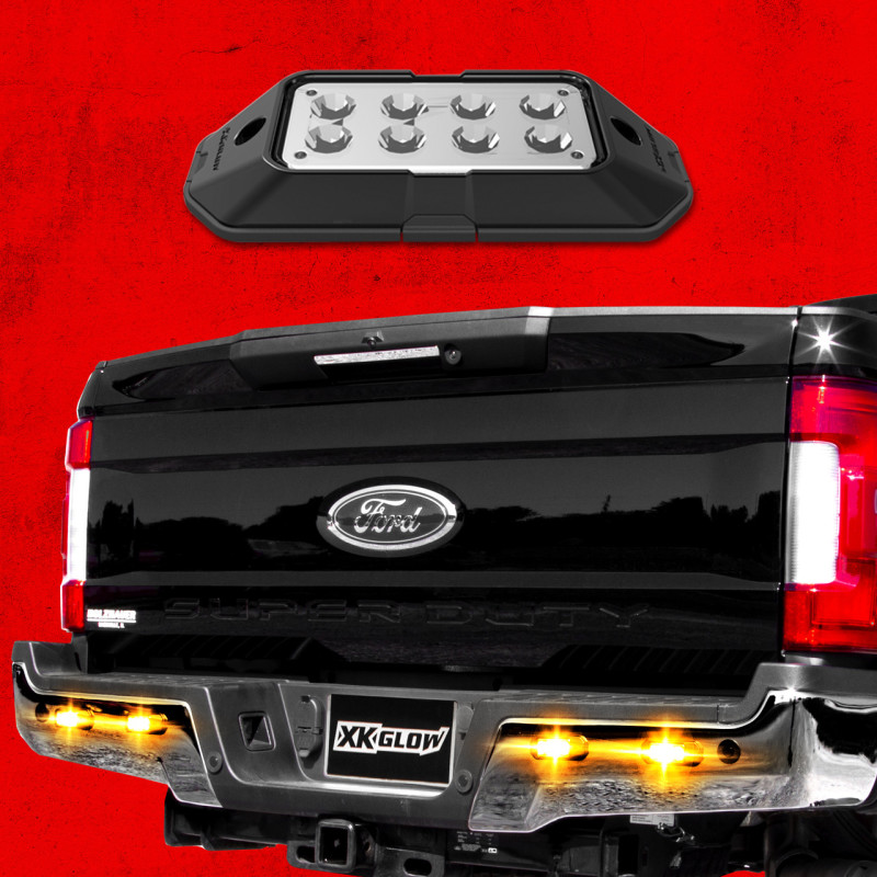 XK Glow Strobe Pod Lights w/ Traffic Modes Ultra Bright LEDs Multiple Modes + Solid On - Amber 4pc - XK052001-4A