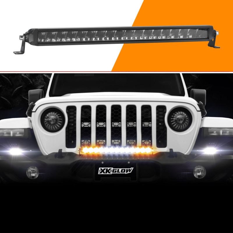 XK Glow Razor Light Bar Fog + Strobe + High Beam Driving No Wire & Switch 20in - XK064020-DFS