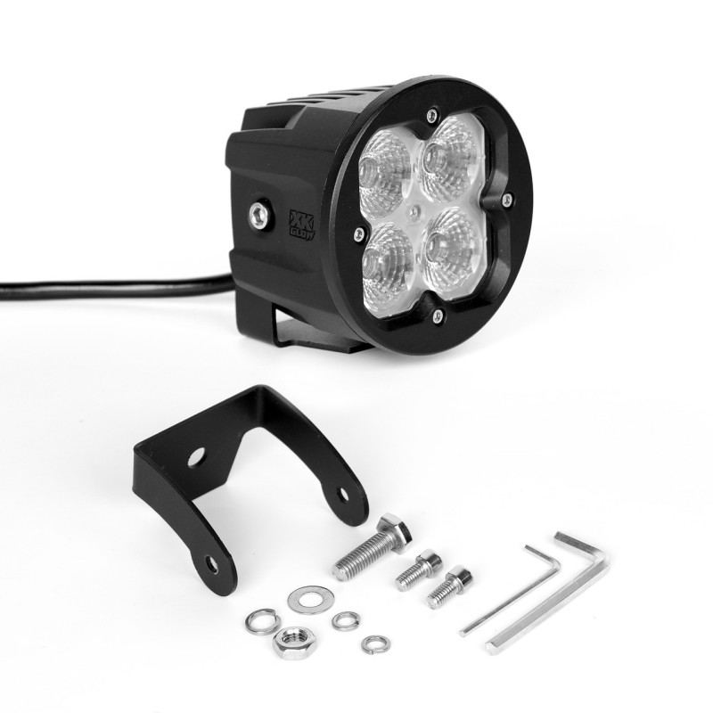 XK Glow Round XKchrome 20w LED Cube Light w/ RGB Accent Light - Flood Beam w/Fog Light Bracket - XK065003-FL