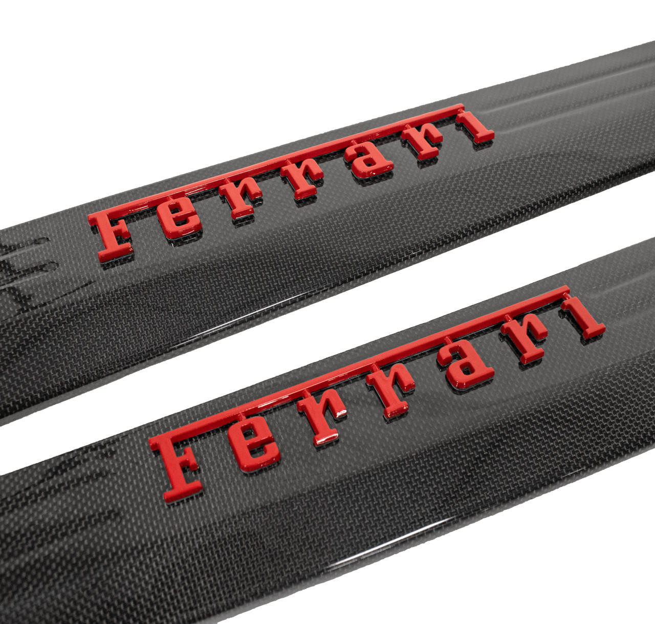 Fabspeed Carbon Fiber Door Sills with RED Raised Ferrari Script - Ferrari 458 Italia/Spider