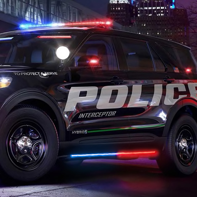 Putco 11-19 Ford Explorer Interceptor Blade Rocker Kits Sideliners - Red/Blue w/ White Override - 901001660