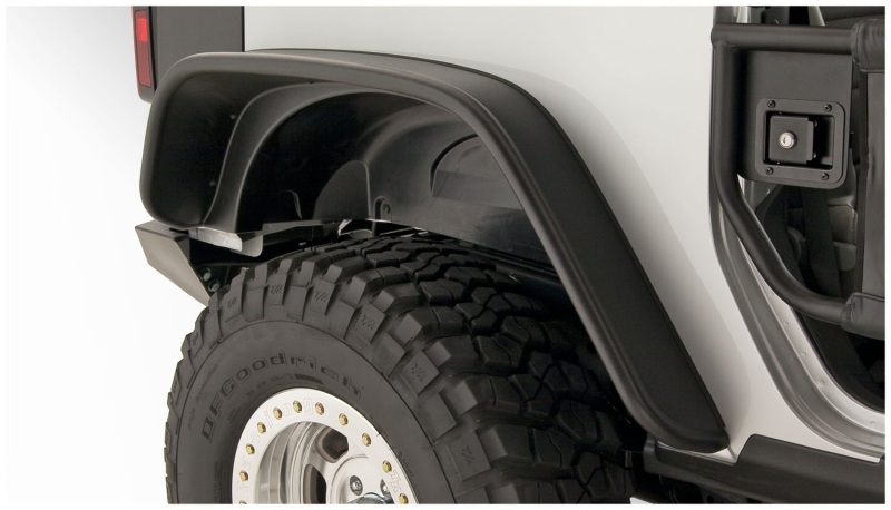 Bushwacker 07-18 Jeep Wrangler Flat Style Flares 2pc Fits 2-Door Sport Utility Only - Black - 10052-07