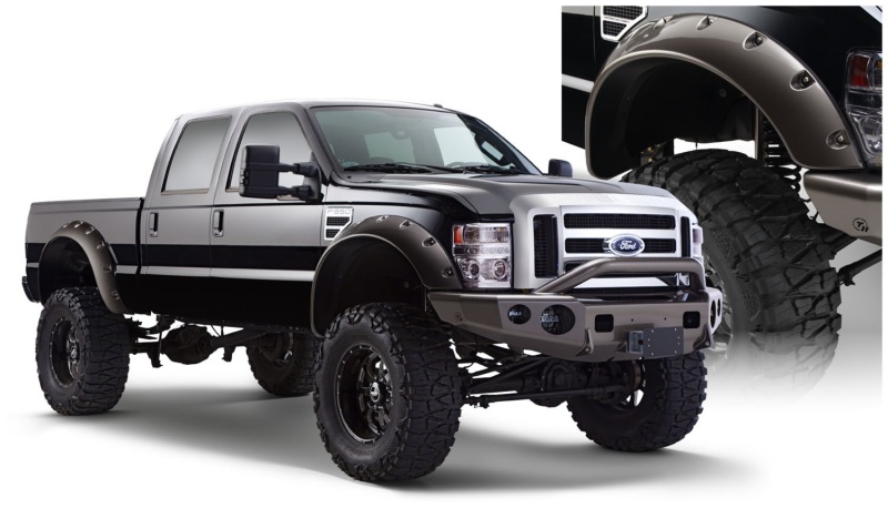 Bushwacker 08-10 Ford F-250 Super Duty Cutout Style Flares 2pc - Black - 20047-02