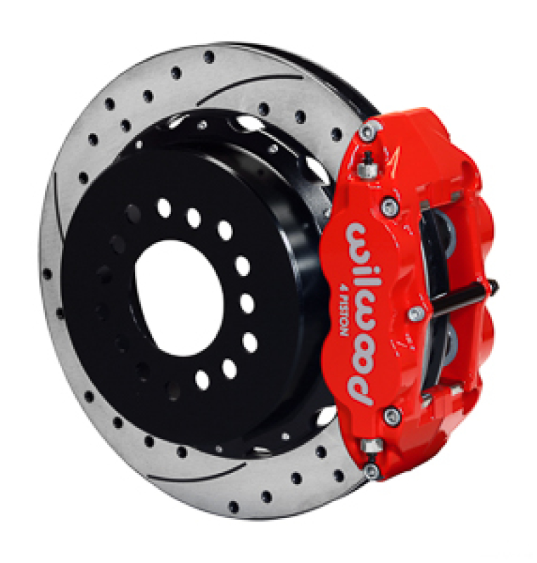 Wilwood Narrow Superlite 4R Rear Kit 12.88in Drilled Red G-Body W/ 2.62in Axle Offset - 140-17658-DR