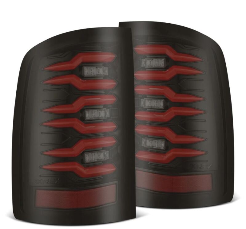 AlphaRex 07-13 GMC Sierra 1500/07-14 2500/3500HD (No Clsc/Dually) Luxx-Series LED Tail Lghts Blk Red - 630080