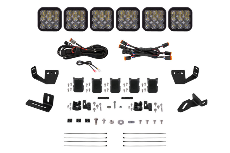 Diode Dynamics Prinsu/Sherpa Roof Racks- SS5 6-Pod CrossLink Mounting Kit - Pro White Driving - DD7822