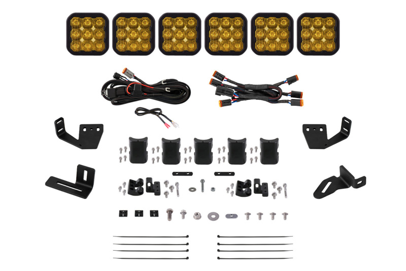 Diode Dynamics Prinsu/Sherpa Roof Racks- SS5 6-Pod CrossLink Mounting Kit - Pro Yellow Driving - DD7823