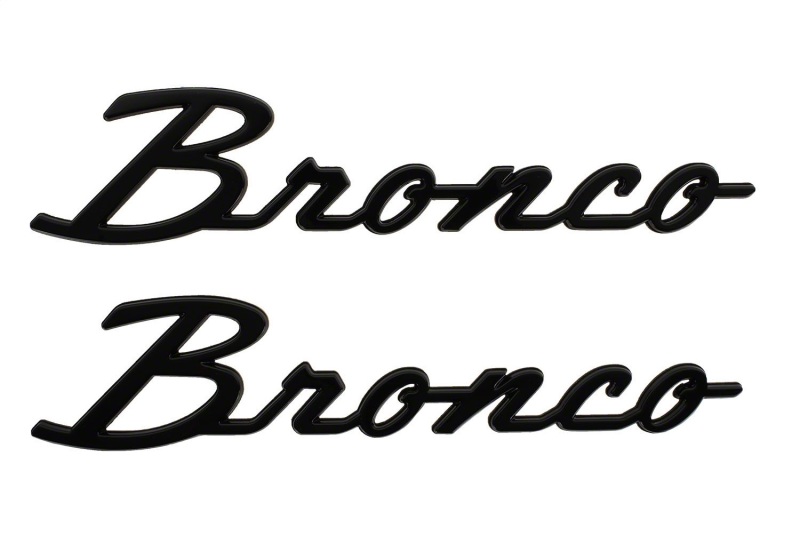 Ford Racing 21-24 Bronco Classic Script Fender Badge Kit - Gloss Black - M-1447-BSGS