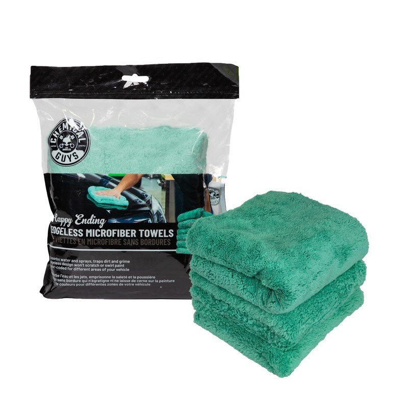 Chemical Guys Ultra Edgeless Microfiber Towel - 16in x 16in - Green - 3 Pack - MIC34603