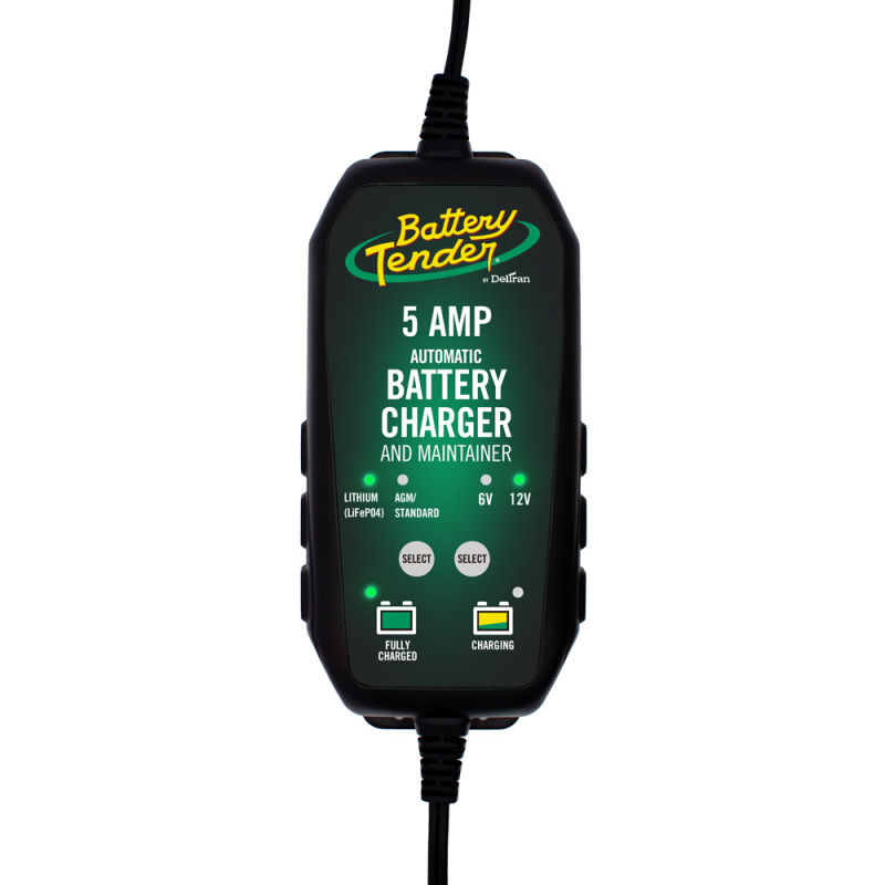 Battery Tender 12V 5AMP Lead Acid and Lithium Selectable Battery Charger - 022-0186G-DL-WH