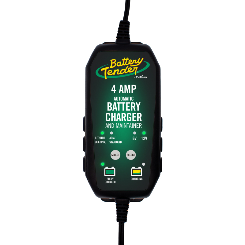 Battery Tender 6V 12V 4AMP Lead Acid and Lithium Selectable Battery Charger - 022-0209-BT-WH