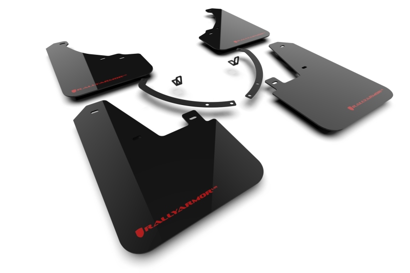 Rally Armor 2024+ Hyundai Santa Fe Black Mud Flap w/ Red Logo - MF118-UR-BLK-RD