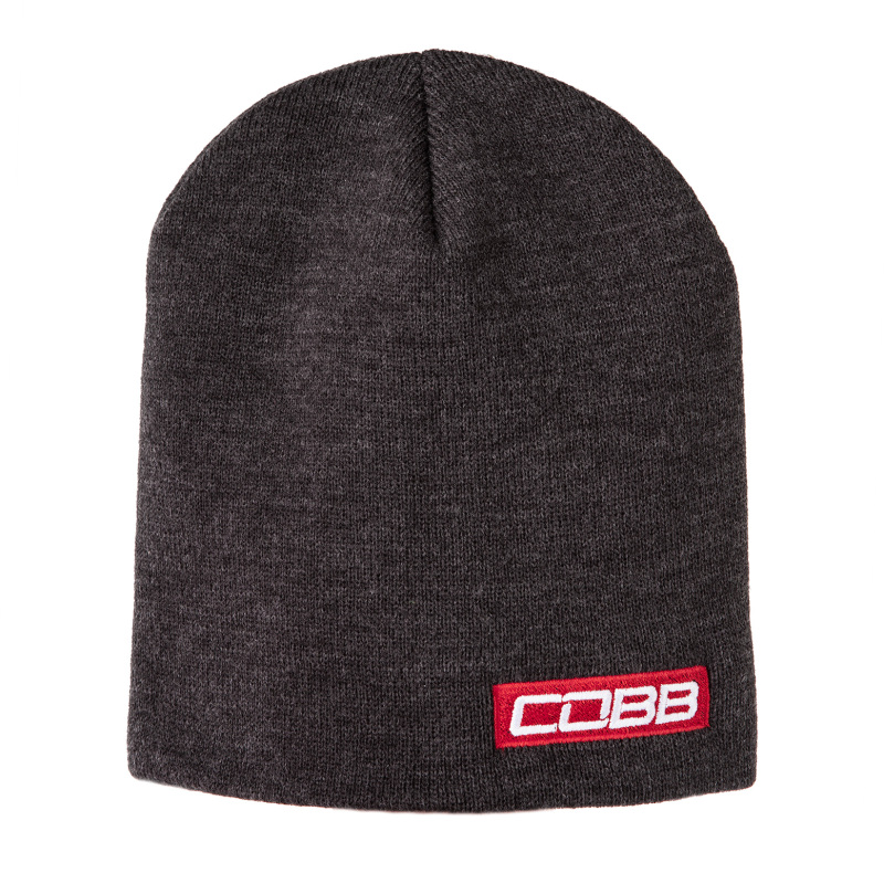 Cobb Tuning Bar Logo Knit Beanie - Gray W/Red Logo 8in. Tall OS - CO-BEANIERED
