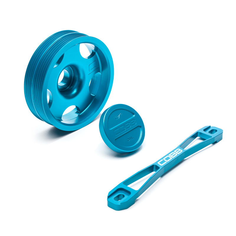 Cobb 02-14 Subaru WRX / 04-14 Subaru STi Main Pulley/Oil Cap/Battery Tie Down Package - Teal - SUB00003AQ