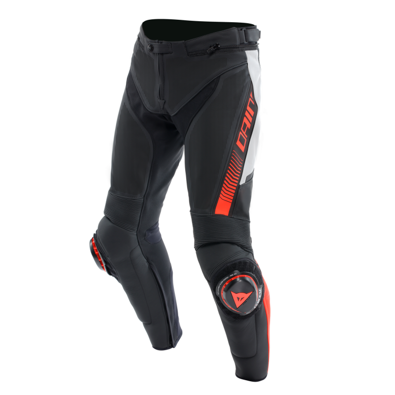 Dainese Super Speed Perforated Leather Pants Black/White/Red-Fluorescent Size - 56 - 2015500007-N32-56
