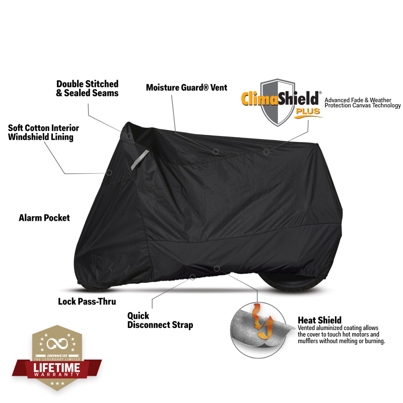 Dowco Cruisers (Small/Medium Models) WeatherAll Plus Motorcycle Cover - Black - 51223-00
