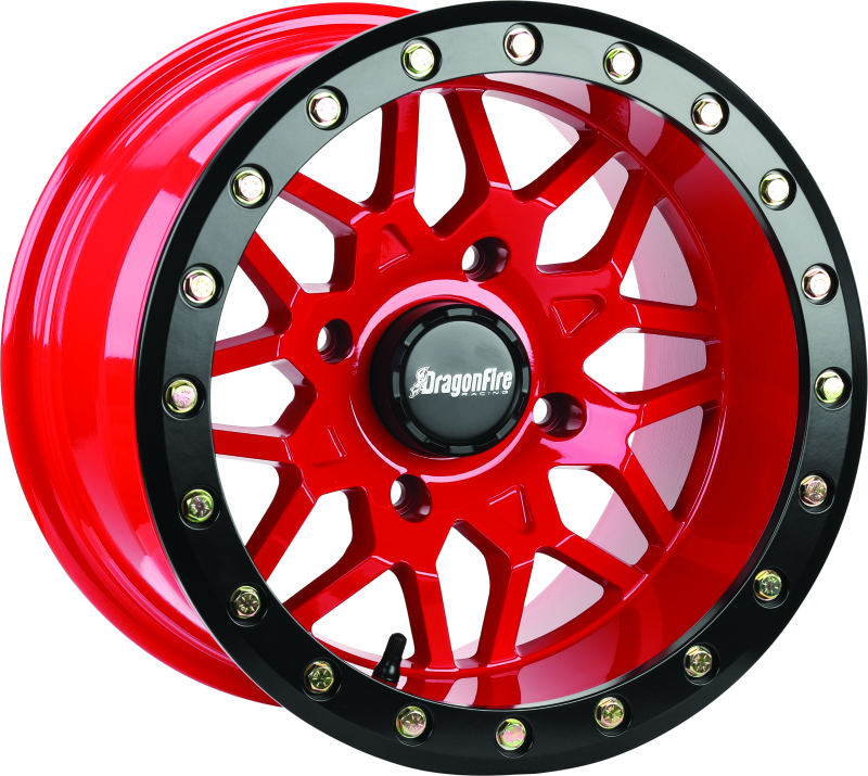 DragonFire Racing Typhon Wheel 15X10 4/137 5+5 +0 Machined Red - 523209