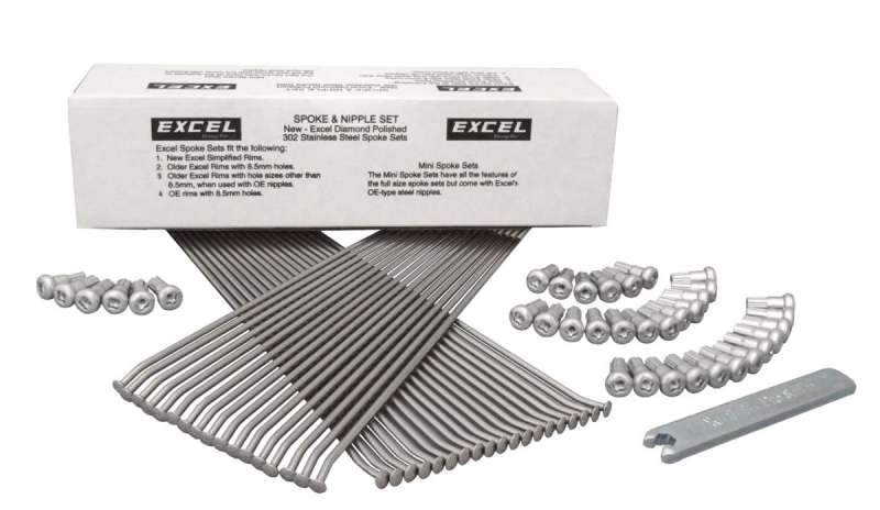 Excel Rear Spoke/Nipple Set (w/ Wrench) - 8 Gauge / 32 Qty - Silver - XS8-15197