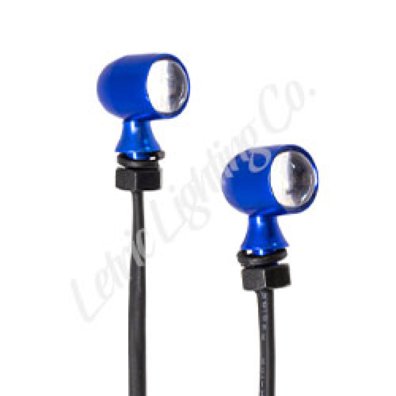 Letric Lighting 12mm Mini White Running Light Amber Turn Signal - Blue Anodized - LLC-45CB-WA