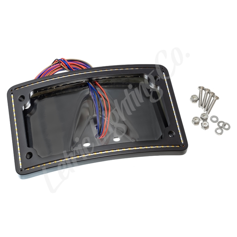 Letric Lighting 04-13 Sportster Perfect Plate Light Black Curved License Plate Frame - LLC-CPPL-B2