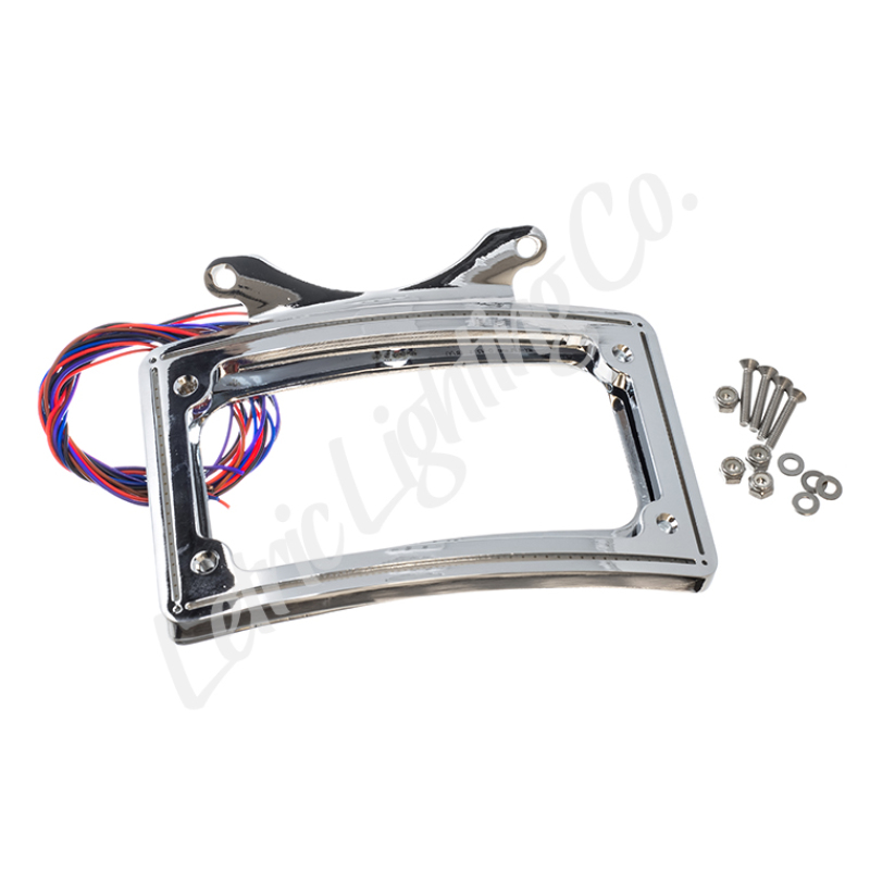 Letric Lighting 12-16 Dyna Switchbach Perfect Plate Light Chrome Curved License Plate Frame - LLC-CPPL-C6
