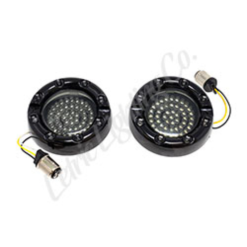 Letric Lighting 99-03 Premium Halo Black Switchbacks Running Light w/ Amber Turn Signals (1157) - LLC-FLHB-7WAS