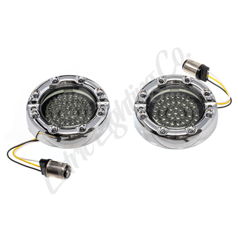 Letric Lighting 99-03 Premium Halo Chrome Switchbacks Running Light w/ Amber Turn Signals (1157) - LLC-FLHC-7WAS