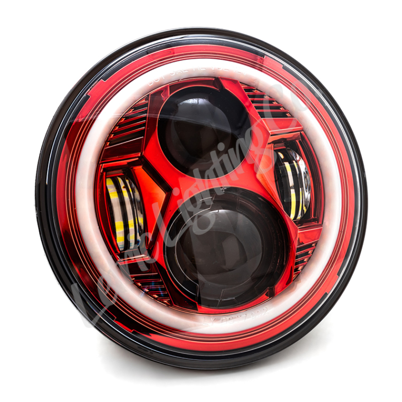 Letric Lighting 7? Red Color Collection LED Headlamp with Full Halo - LLC-ICC-7R