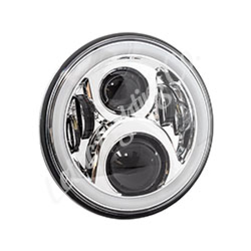 Letric Lighting 7in Led Chrome Full-Halo Indian - LLC-ILHC-7DC