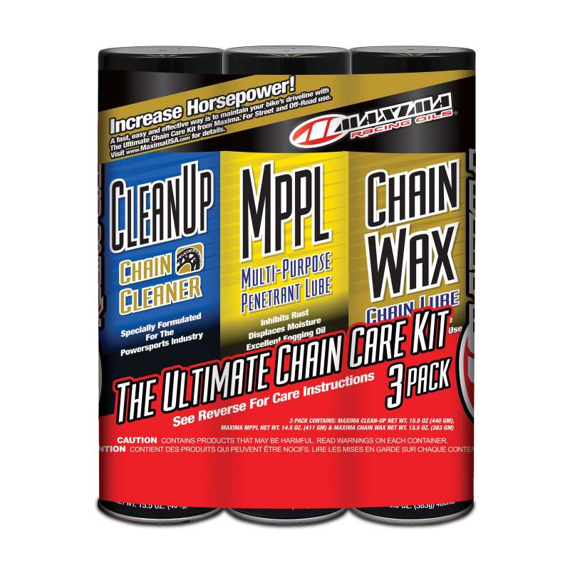 Maxima Chain Wax Ultimate Chain Care Combo Kit 3-Pack Aerosol - 70-749203
