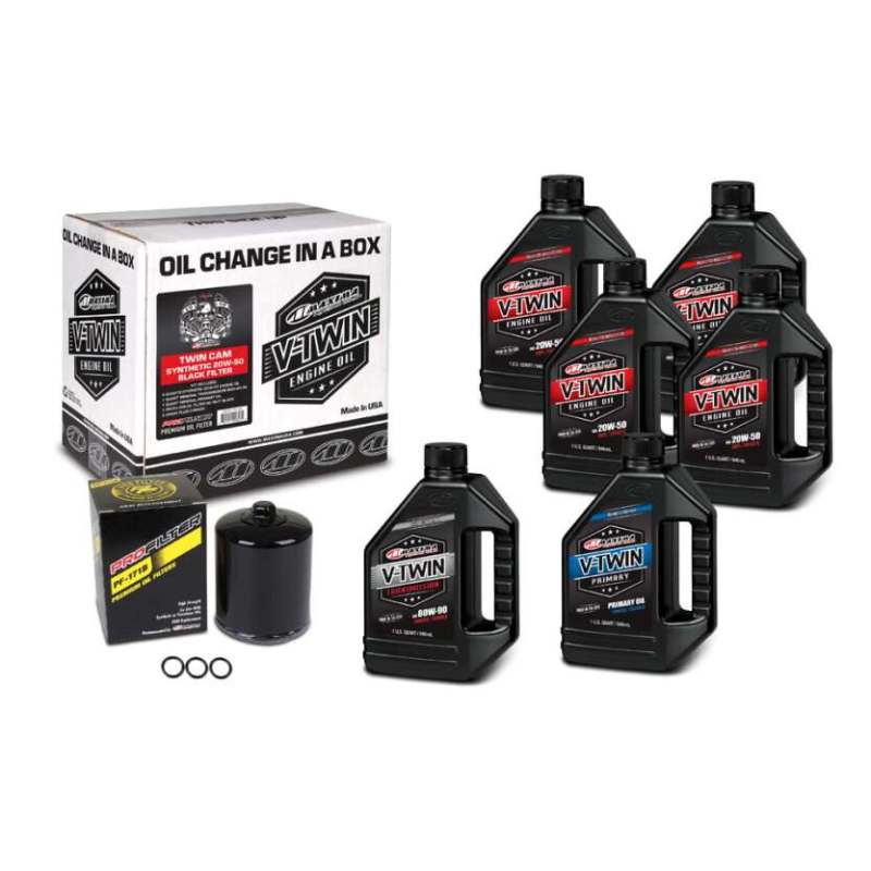 Maxima V-Twin Oil Change Kit Synthetic w/ Black Filter Twin Cam - 90-119016PB
