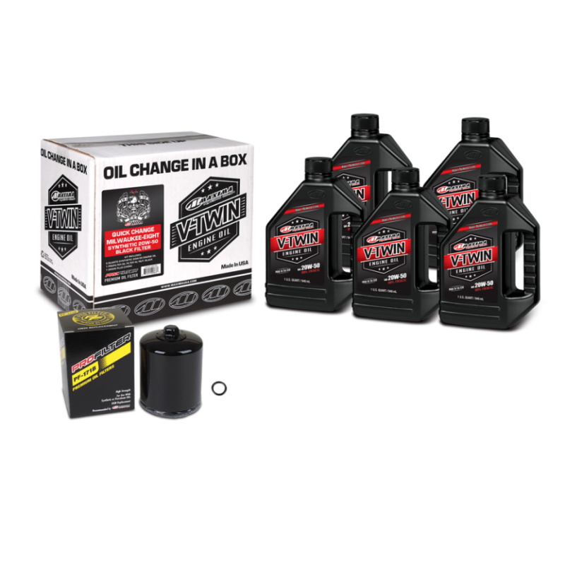 Maxima V-Twin Quick Change Kit Synthetic w/ Black Filter Milwaukee-Eight - 90-129015PB