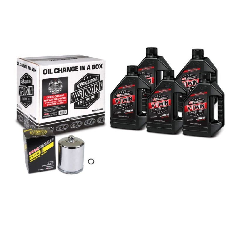 Maxima V-Twin Quick Change Kit Synthetic w/ Chrome Filter Milwaukee-Eight - 90-129015PC