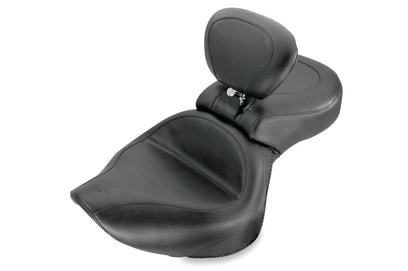 Mustang 01-08 Honda VT750DC Spirit Wide Touring 1PC Seat w/ Driver Backrest - Black - 79179