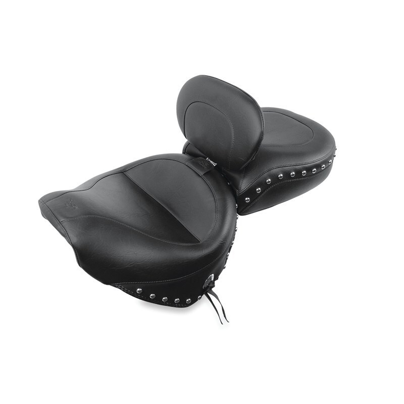 Mustang 99-15 Yamaha Road Star 1600,1700 Wide Touring 2PC Seat w/Driver Backrest Studs - Black - 79190